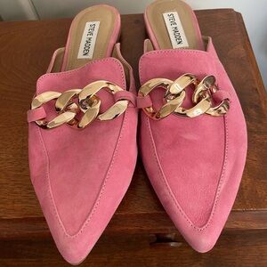 Steve Madden Pink Gold Chain Mules – It-Girl Statement Shoe (8)